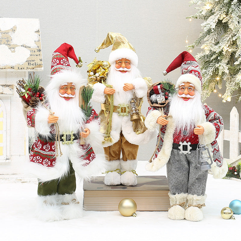 Christmas crafts 18 inch, wearing snow boots, backpack, standing, Santa Claus, dwarf