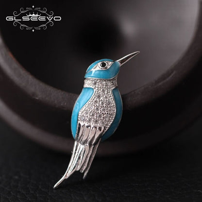 GLSEEVO Animal Brooches Luxury For Girls Daughter Gifts Cute Bird Brooch Broches De Mulheres De Luxo Handmade Jewelry GO0006