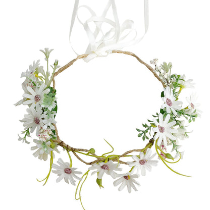 Fresh flower garland headwear hand woven fabric small daisy flower spring fairy outdoor hair accessory