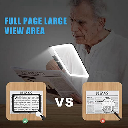 Full-Page 5X Magnifying Glass for Reading, Folding Lighted Magnifier with 48 LED Lights, Rectangular Handhold Magnifier