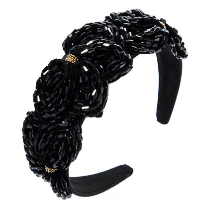 High Quality Hair Hoop Ladies Hand-String Crystal Flower Shape Super Flash Wide-Brimmed Head Hoop Fashion Trendy Hair Press