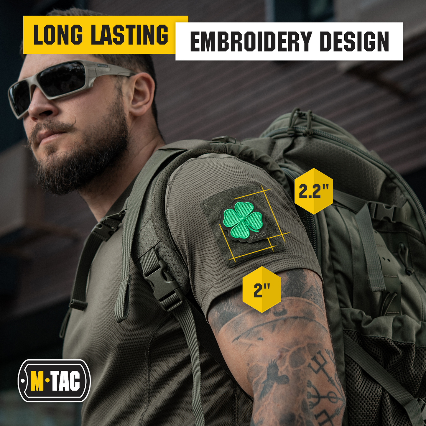 M-Tac Morale Patch Clover - Tactical Embroidered Military Badge with Hook Fastener Backing