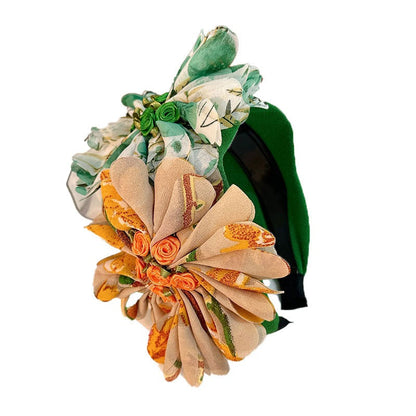 Handmade Fabric Flower Women's Wide Edge Pressed Hair Hoop