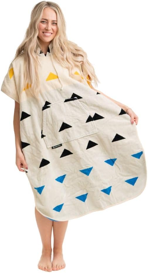 Arcturus Surf Poncho | Hooded Changing Towel & Cover-Up | 100% Cotton Velour | 2-in-1 Design Converts Your Poncho to a Beach Towel (Trestles, Adult)