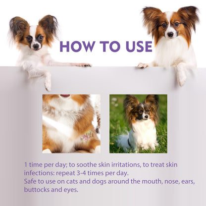 Pet Skin Relief Spray, Relieves Dog And Cat Skin Itchiness Eliminates Mites Cleaning Care Spray