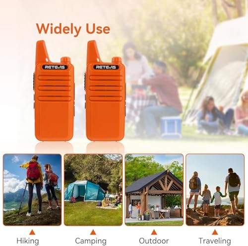 Retevis RT22 Walkie Talkies, Mini 2 Way Radio Rechargeable, VOX Handsfree, Portable, Two-Way Radios Long Range with Earpiece, for Family Road Trip Camping Hiking Skiing(2 Pack, Black)