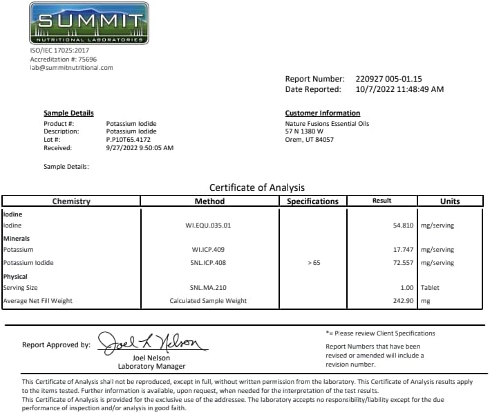 Potassium Iodide Tablets 130 mg - (60 Tablets) 10 Year Shelf-Life EXP 2034 to 2035 - Ki Pills - Yoduro de potasio - Nutri Supplements - 3rd Party Tested - NSF cGMP Certified Facility - Shelf Stable