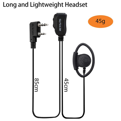 Retevis Case of 10, Two Way Radio Earpiece with Mic Single Wire Earhook Headset for RT22 RT21 RT68 RT68H H777 H777H RT86A RT86S, Compatible with Pxton Baofeng BF-888S BF-T26 Kenwood Walkie Talkies