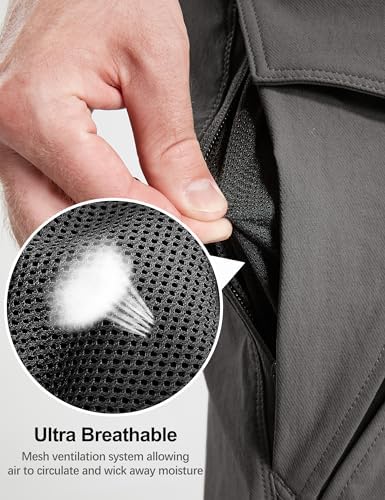 FREE SOLDIER Men's Tactical Water Repellent Ripstop Cargo Work Pants Men Hiking Nylon Spandex Trousers with 8 Pockets