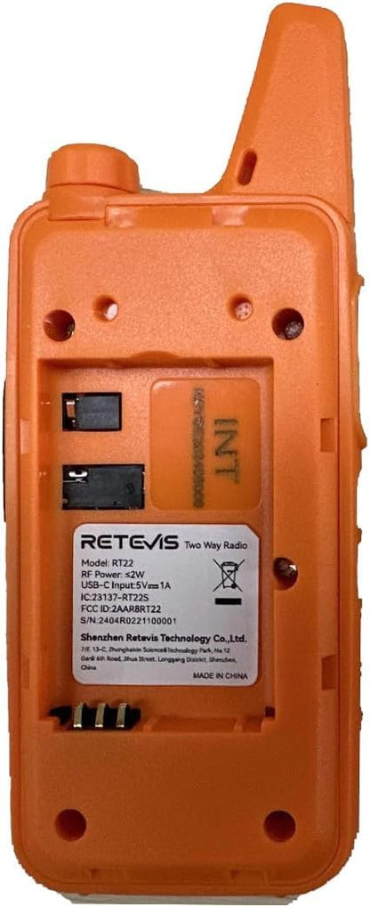 Retevis RT22 Walkie Talkies, Mini 2 Way Radio Rechargeable, VOX Handsfree, Portable, Two-Way Radios Long Range with Earpiece, for Family Road Trip Camping Hiking Skiing(2 Pack, Black)