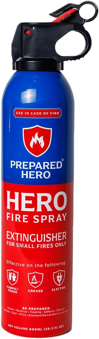 The Emergency Fire Safety Kit By Prepared Hero - Fiberglass Fire Blanket for Home and Kitchen - Mini Fire Extinguisher for Home - Emergency Kit - Emergency Supplies - Emergency Preparedness Items