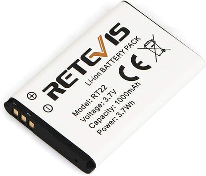 Retevis RT22 RT22S RT15 RT19 walkie talkies Battery Original 3.7V Li-ion Battery 1000mAh Compatible RT22 RT22S RT15 RT19 WLN KD-C1 Walkie Talkies (5 Pack)