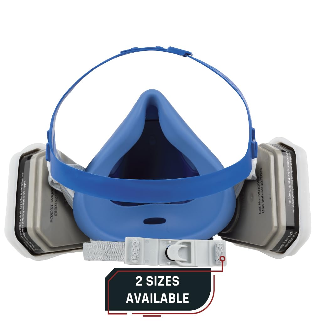 Parcil Safety UltraSeal Large Reusable Half-Face Respirator Mask | NIOSH-Approved | OV/P95 Protection, Standard Bayonet Cartridges