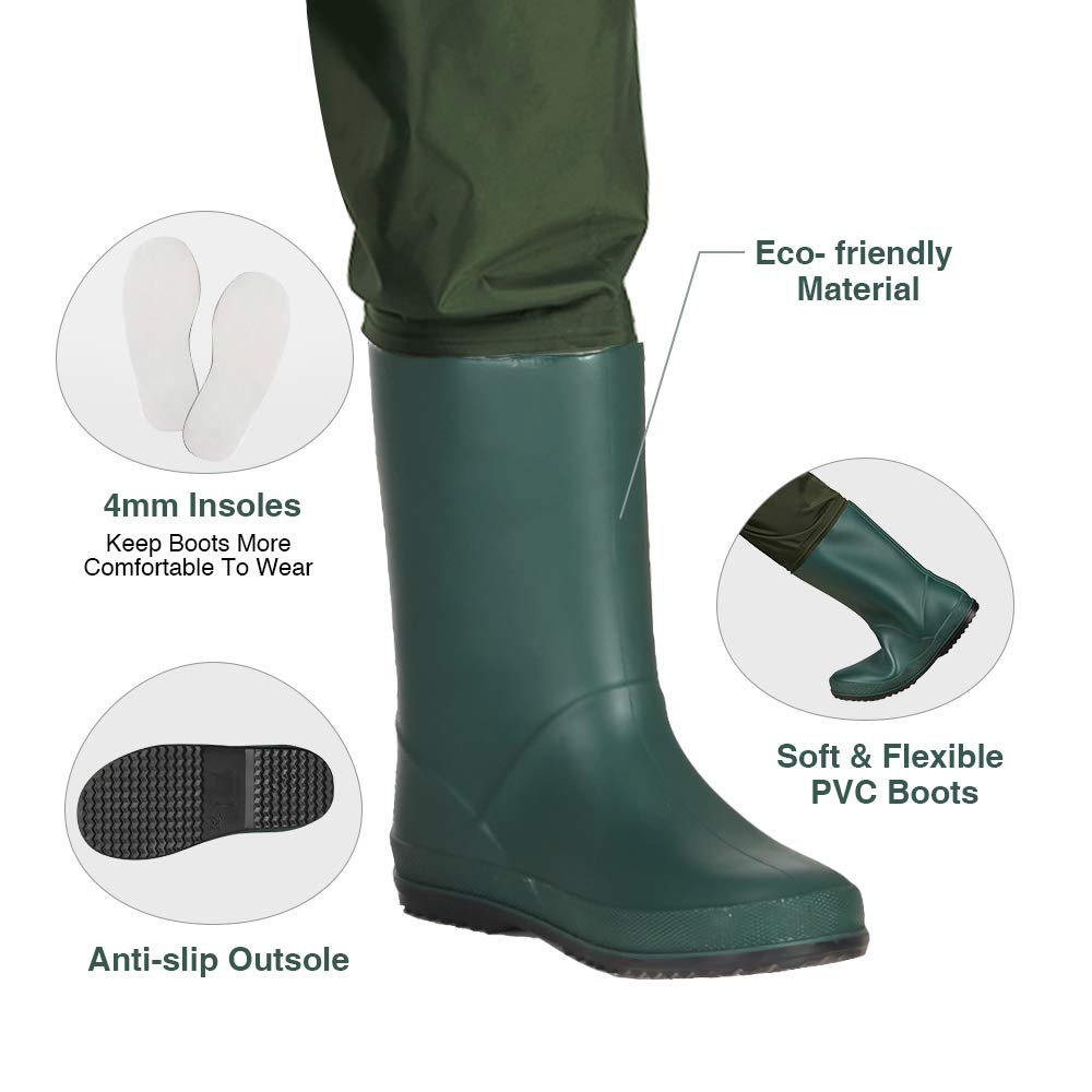 TIDEWE Chest Waders for Kids, Waterproof Youth Waders with Boot Hanger, Lightweight PVC Kids Waders with Boot for Fishing