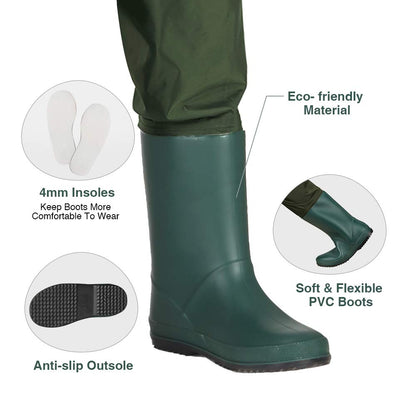 TIDEWE Chest Waders for Kids, Waterproof Youth Waders with Boot Hanger, Lightweight PVC Kids Waders with Boot for Fishing