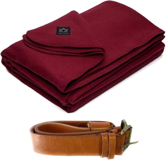 Arcturus Wine Wool Blanket and Blanket Strap Bundle