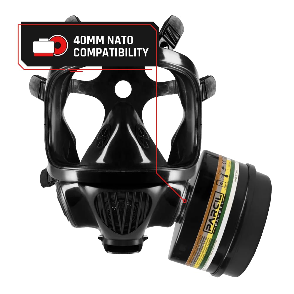 ST-100X Military Grade Full Face Respirator Mask with Advanced Air Filtration - For Chemical, Smoke, and Particulate Protection in Emergency Situations