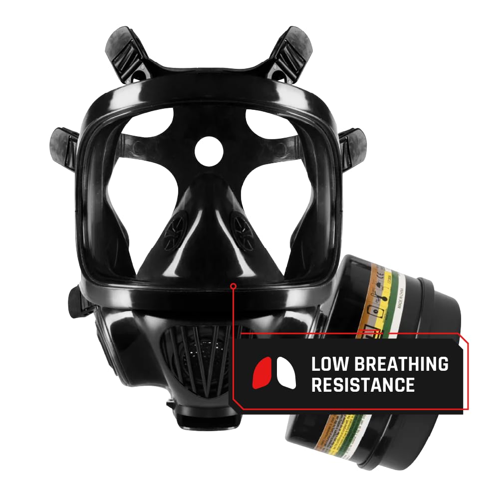 ST-100X Military Grade Full Face Respirator Mask with Advanced Air Filtration - For Chemical, Smoke, and Particulate Protection in Emergency Situations