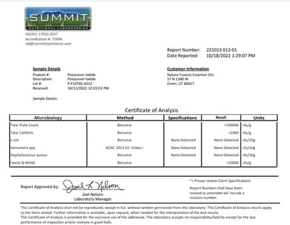 Potassium Iodide Tablets 130 mg - (60 Tablets) 10 Year Shelf-Life EXP 2034 to 2035 - Ki Pills - Yoduro de potasio - Nutri Supplements - 3rd Party Tested - NSF cGMP Certified Facility - Shelf Stable