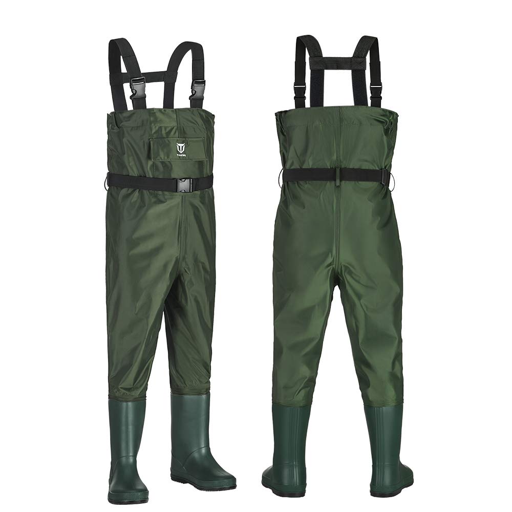 TIDEWE Chest Waders for Kids, Waterproof Youth Waders with Boot Hanger, Lightweight PVC Kids Waders with Boot for Fishing