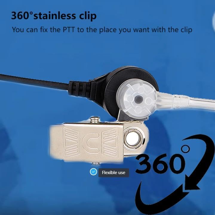 Retevis Walkie Talkie Earpiece with Mic, Comfortable Acoustic Tube, for RT22 RT68 RT21 H-777 RT86A, Compatible with Kenwood Baofeng BF-888S BF-T26 Pxton Walkie Talkies, Surveillance Headset(2 Pack)