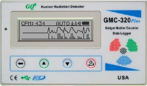 Bundle of 1 GQ GMC-320 Plus Geiger Counter Nuclear Radiation Detector USA Product Beta Gamma X-ray Dosimeter Radiation Monitor Meter with Black case and United Nuclear Geiger Counter Test Card