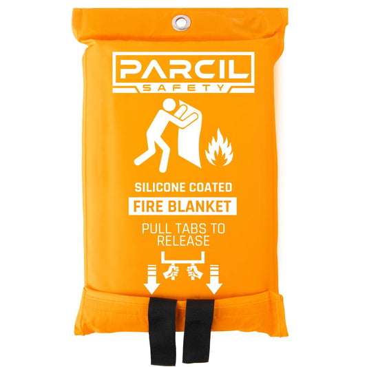 Parcil Safety SB-100 Silicone Coated Emergency Fire Blanket (40 in. x 40 in.) Emergency Kit Fire Extinguisher for Home & Kitchen, Woven Fiberglass Household Essentials, Chemical Free, No Mess