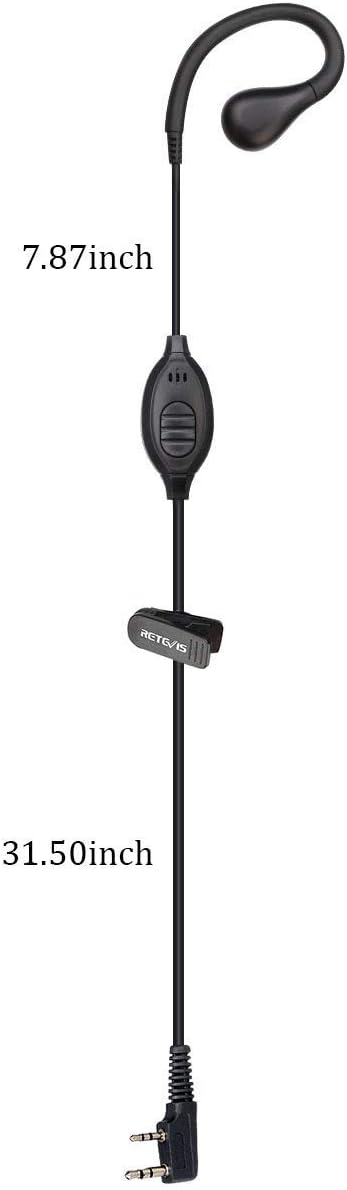 Retevis RT22 Walkie Talkie Earpiece with Mic, 2 Pin, for RT22 RT68 RT21 H-777 RT27 RT86A RT86S, Compatible with Pxton Baofeng BF-888S BF-T26 Kenwood Two Way Radio, Two Way Radio Earpiece(6 Pack)