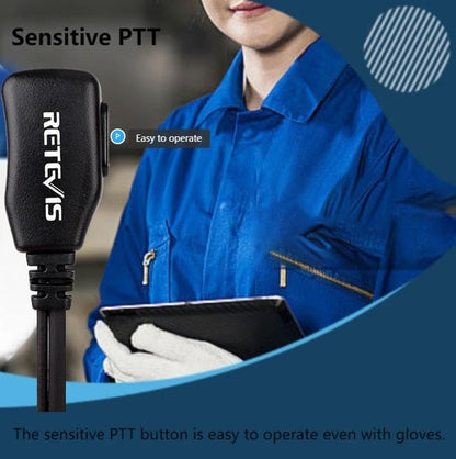 Retevis Walkie Talkie Earpiece with Mic, Comfortable Acoustic Tube, for RT22 RT68 RT21 H-777 RT86A, Compatible with Kenwood Baofeng BF-888S BF-T26 Pxton Walkie Talkies, Surveillance Headset(2 Pack)