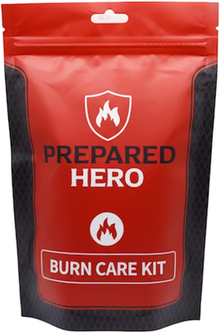 Prepared Hero Burn Care Kit - Compact Burn Treatment & Relief Kit with Burn Gel, Gauze, Compresses & Wipes, Waterproof Pouch for Minor Burn First Aid at Home, Travel, Outdoor & Workplace Safety