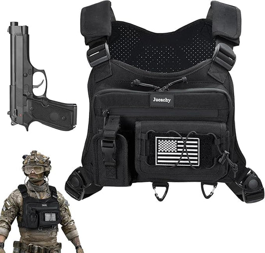 Jueachy Chest Bag For Men: Tactical Chest Vest Fits Most Pistols Chest Rig EDC Pouch Pack for Running,Hiking,Travel