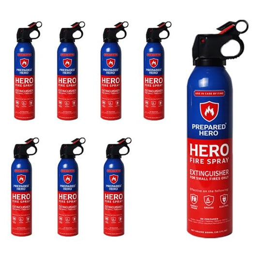 Prepared Hero Fire Spray - Mini Fire Extinguishers for House, Car, Garage - Kitchen Small Fire Extinguisher for Home, 100% Organic - Compact, Portable & Easy to Use, Non-Toxic - 2 Pack