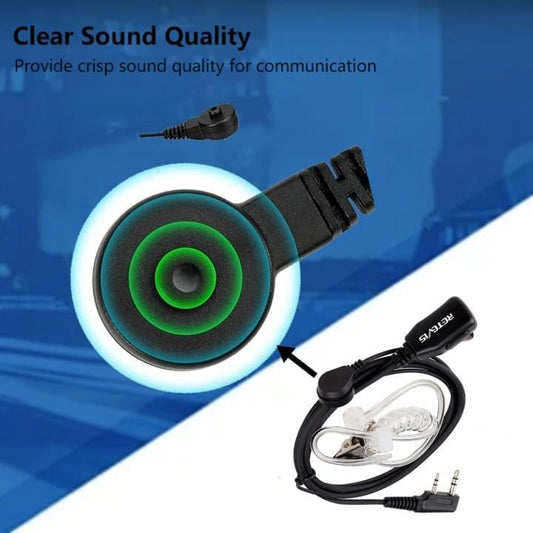 Retevis Walkie Talkie Earpiece with Mic, Comfortable Acoustic Tube, for RT22 RT68 RT21 H-777 RT86A, Compatible with Kenwood Baofeng BF-888S BF-T26 Pxton Walkie Talkies, Surveillance Headset(2 Pack)