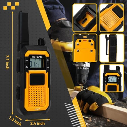 Retevis RB48 Heavy Duty Waterproof Walkie Talkies, Long Range Rechargeable Two Way Radios, Advanced Triple Proof, Vibration Reminder, for Warehousing Construction Contractor(10 Pack)