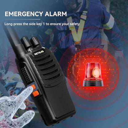Retevis H-777 Rechargeable Walkie Talkies, Mini 2 Way Radios Long Range, Small Walky Talky, Portable FRS Two Way Radios with LED Flashlight(Black, 2 Pack)