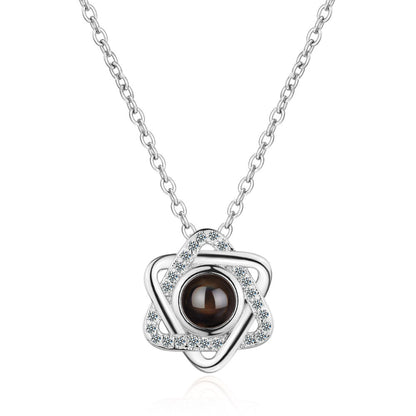 Necklace, female star pendant, 100 language projection, memories of love, short collarbone chain