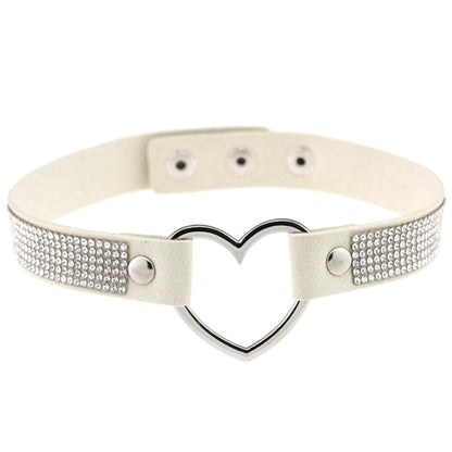 Japan's Harajuku Soft Girl Black Rhinestone Peach Heart Love-Shaped Collar Women's Neck Strap Collarbone Necklace Short