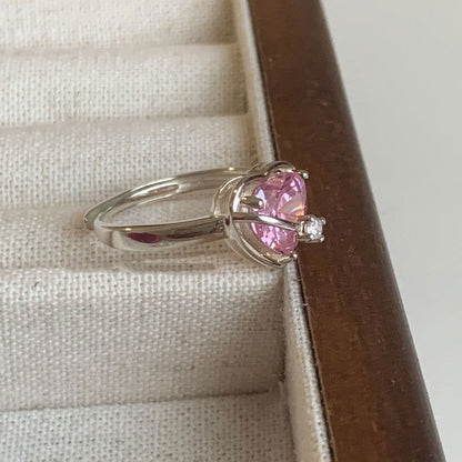 Dopamine love colored zircon diamond ring female niche index finger high-end fashion personality open ring