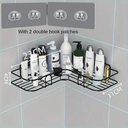 Bathroom Storage Rack Toilet Washroom Wall-Mounted Hole-Free Multi-Functional Iron Mesh Long Strip Organizer