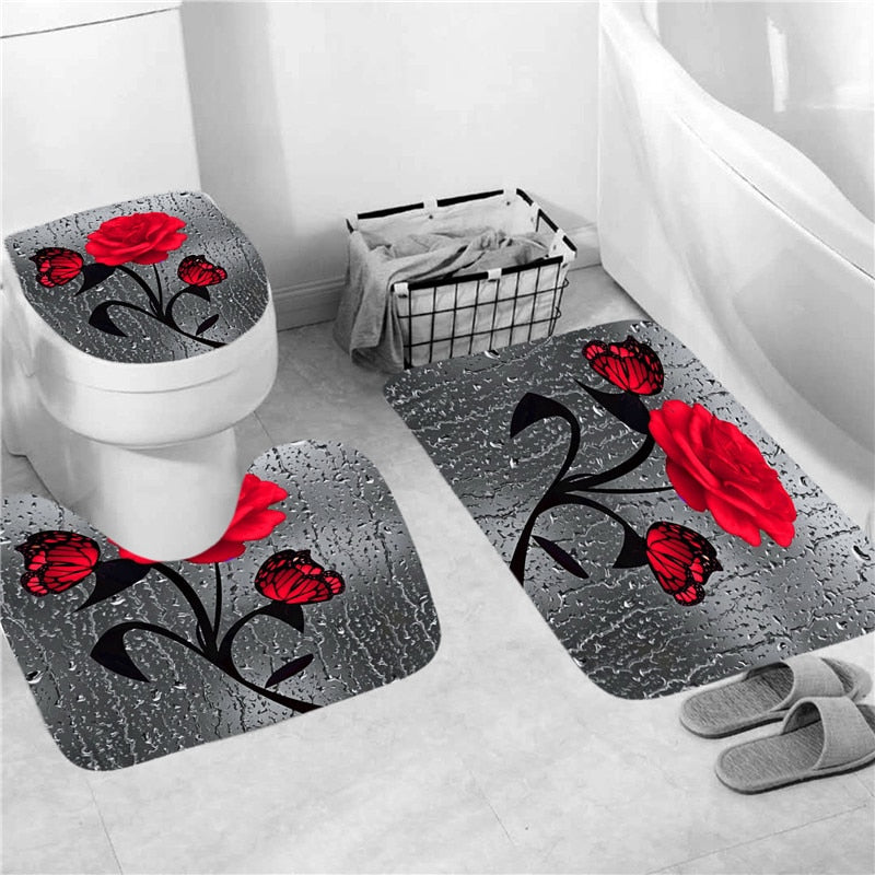 Hot HD Digital Printing Polyester Waterproof Polyester Flower Bathroom Hotel Shower Curtain