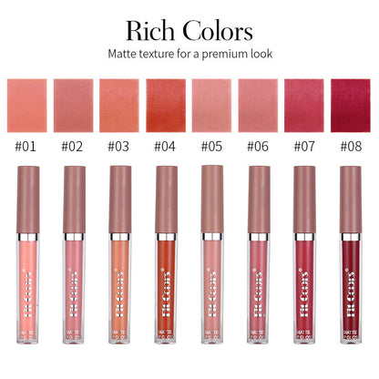 Fit Colors Matte Non-Stick Cup Lip Gloss Not Easy To Fade Matte Liquid Thin Tube Lipstick 8 Color Set Box