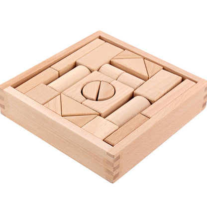 Puzzle Wooden Children's Wooden Boxed Beech 22 Pieces Can Be Bitten Assembled Building Blocks Pile Up Early Education Toys