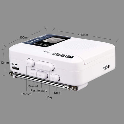 Retekess TR606 Cassette Tape Player, Cassette Player Recorder, Built-in Speaker, AUX/Microphone Jack, Support AUX Line in Record, AM FM Radio, Powered by DC or AA Battery (White)
