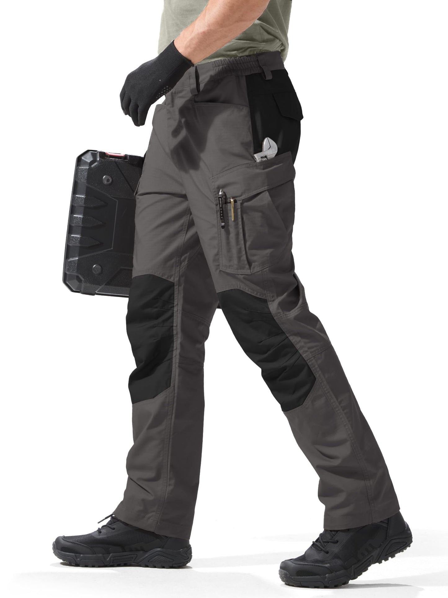 FREE SOLDIER Men's Tactical Pants Water Resistant Ripstop Cargo Work Lightweight EDC Hiking Pants with Multi Pockets