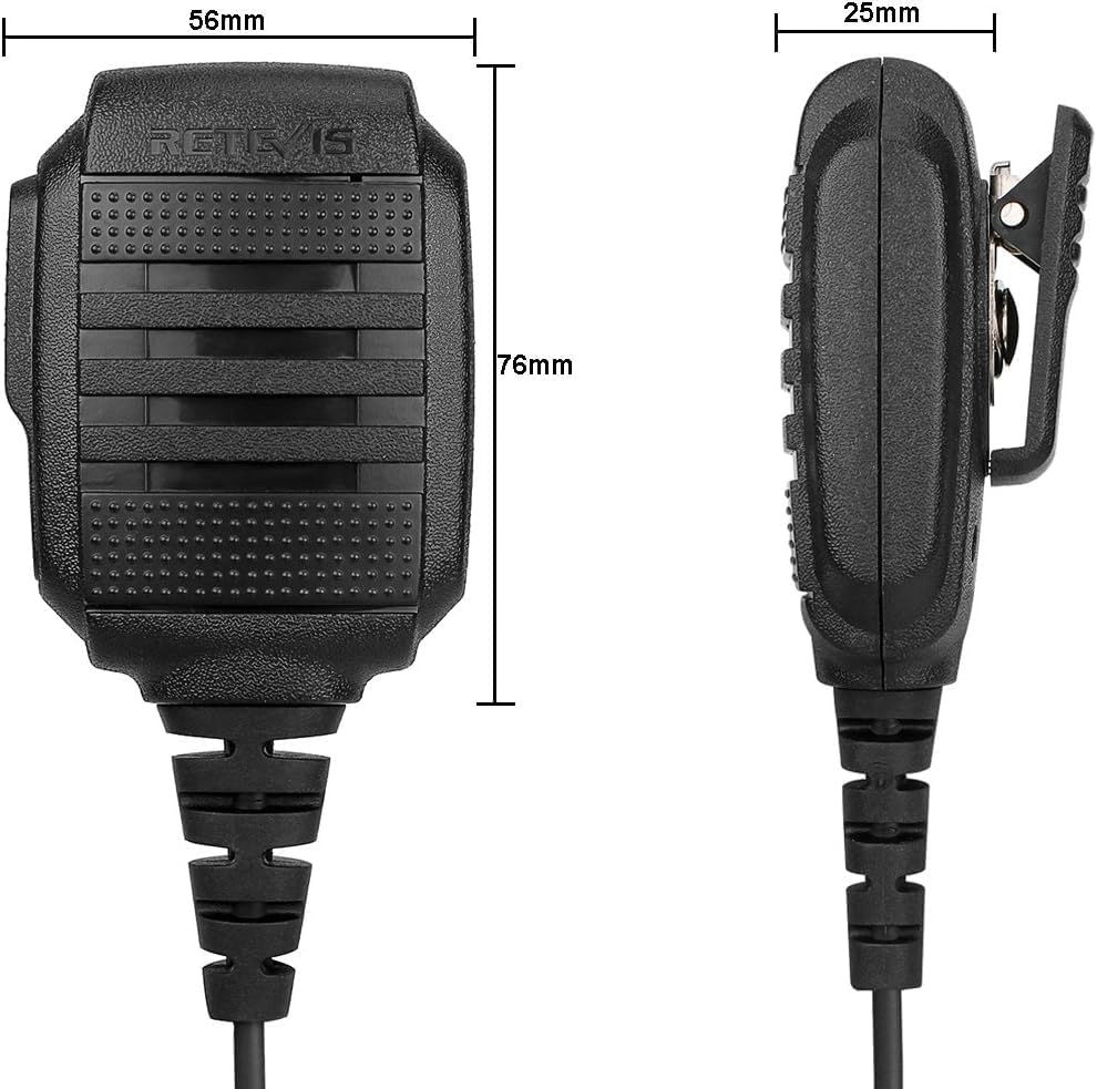 Retevis Walkie Talkie Speaker Mic,IP54 Waterproof 2 Pin Shoulder Speaker Mic,for RT22 RT68 RT27 H777 RB26 RB29,Compatible with BAOFENG UV-5R BF-F8HP PRO 5RM UV-21R K5PLUS Samcom Pxton Tidradio Radio