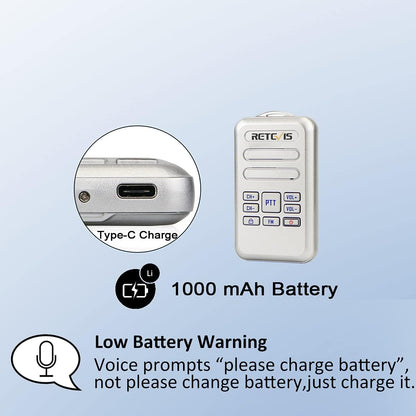 Retevis RT20 Walkie Talkies for Adults, Wearable Small Walkie Talkie for Seniors Elderly, Loud Sound, FM, Compact Mini 2 Way Radios for Healthcare Hospital Biking Camping Skiing Gift(3 Pack)