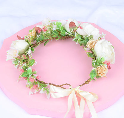 Korean style flower garland headwear, orchid flower crown, fashion show, dance party, headwear, vacation, countryside props, hea