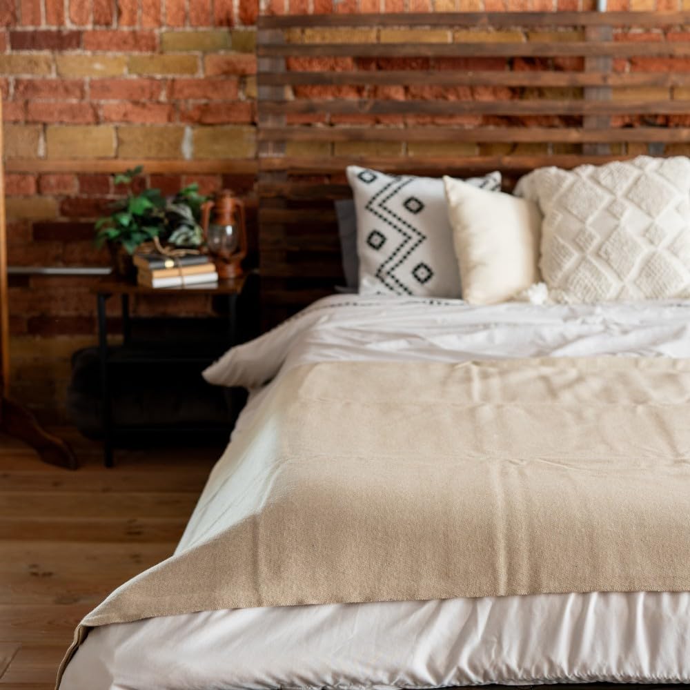 Arcturus Bighorn 100% Virgin Wool Blanket | Heirloom-Quality Wool Bedding for Home & Cabin | Warm, Thick & Durable (Queen Size, Steel Blue)