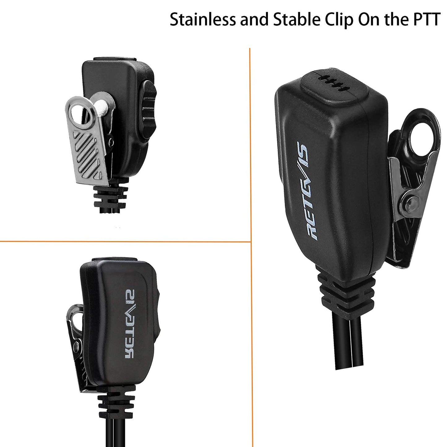 Retevis Case of 10, Two Way Radio Earpiece with Mic Single Wire Earhook Headset for RT22 RT21 RT68 RT68H H777 H777H RT86A RT86S, Compatible with Pxton Baofeng BF-888S BF-T26 Kenwood Walkie Talkies