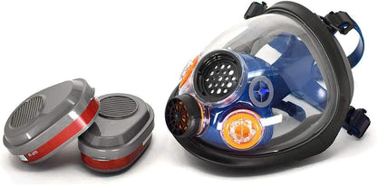 Parcil Distribution Wildfire Safety Kit - PD-101 Full Face Smoke Respirator & Fire Extinguisher Blanket Set - Home & Emergency Use - 2 P-A-3 Activated Carbon Filters